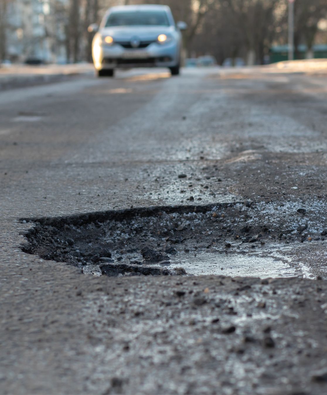 large pothole in road